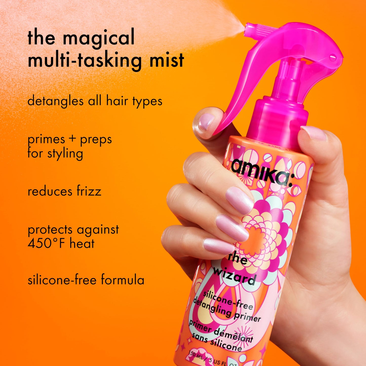 amika the wizard silicone-free detangling hair primer, 5oz - Available at All In One Marketplace Canada