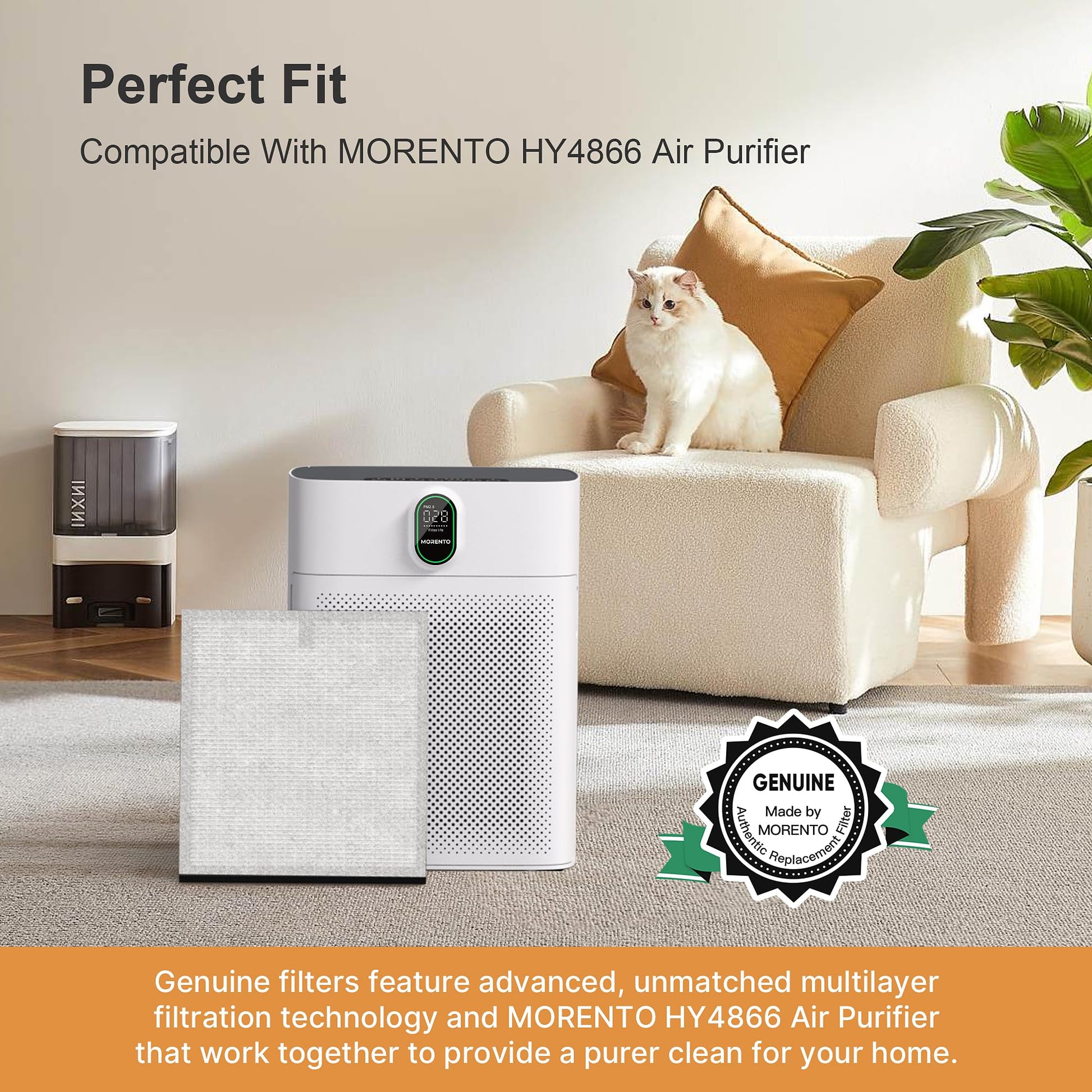MORENTO 2 Pack HY4866 Genuine Air Purifier Replacement Filter for HY4866 Air Purifier, Enhanced Version - Available at All In One Marketplace Canada