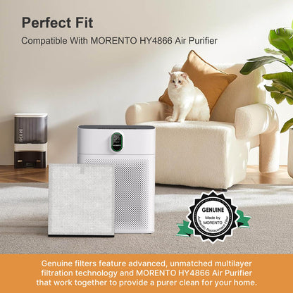 MORENTO 2 Pack HY4866 Genuine Air Purifier Replacement Filter for HY4866 Air Purifier, Enhanced Version - Available at All In One Marketplace Canada