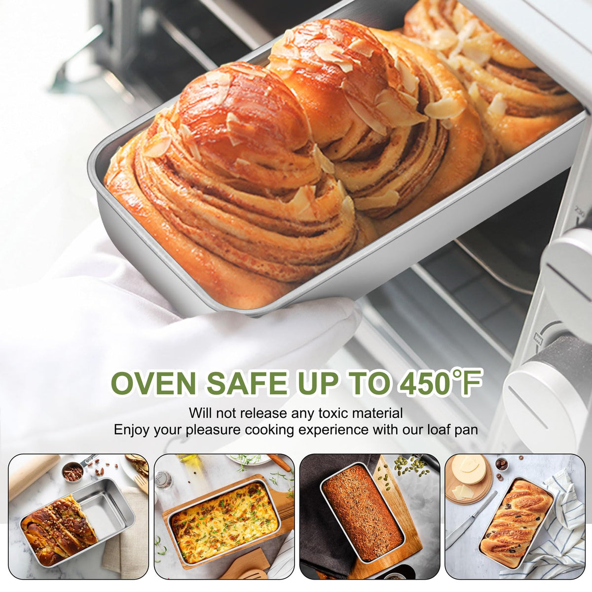P&P CHEF Loaf Pan, 9 x 5 Inch Stainless Steel Bread Pan, (Silver, 2Pcs) 🍁 All In One Marketplace Canada