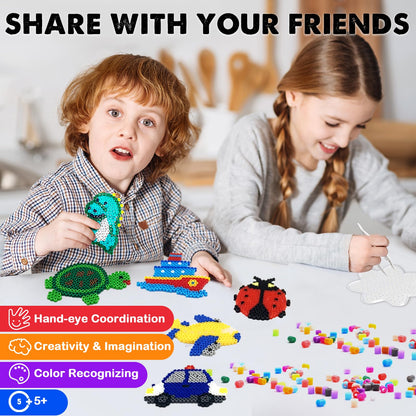 FUNZBO 20 PCS 5mm Fuse Beads Pegboards - Animal Shape Pegboards for Craft Perler Beads Kit DIY Arts and Crafts Kit Project with Keychains, Hang Ropes and Beads Tweezers, Fuse Beads Gift Set Christmas Birthday 🍁 All In One Marketplace Canada