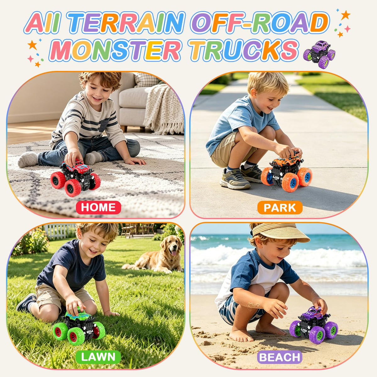 Monster Truck Toys for Boys Age 4-7, Car Toys for Toddlers 1-3 (4 Pack) 🍁 All In One Marketplace Canada