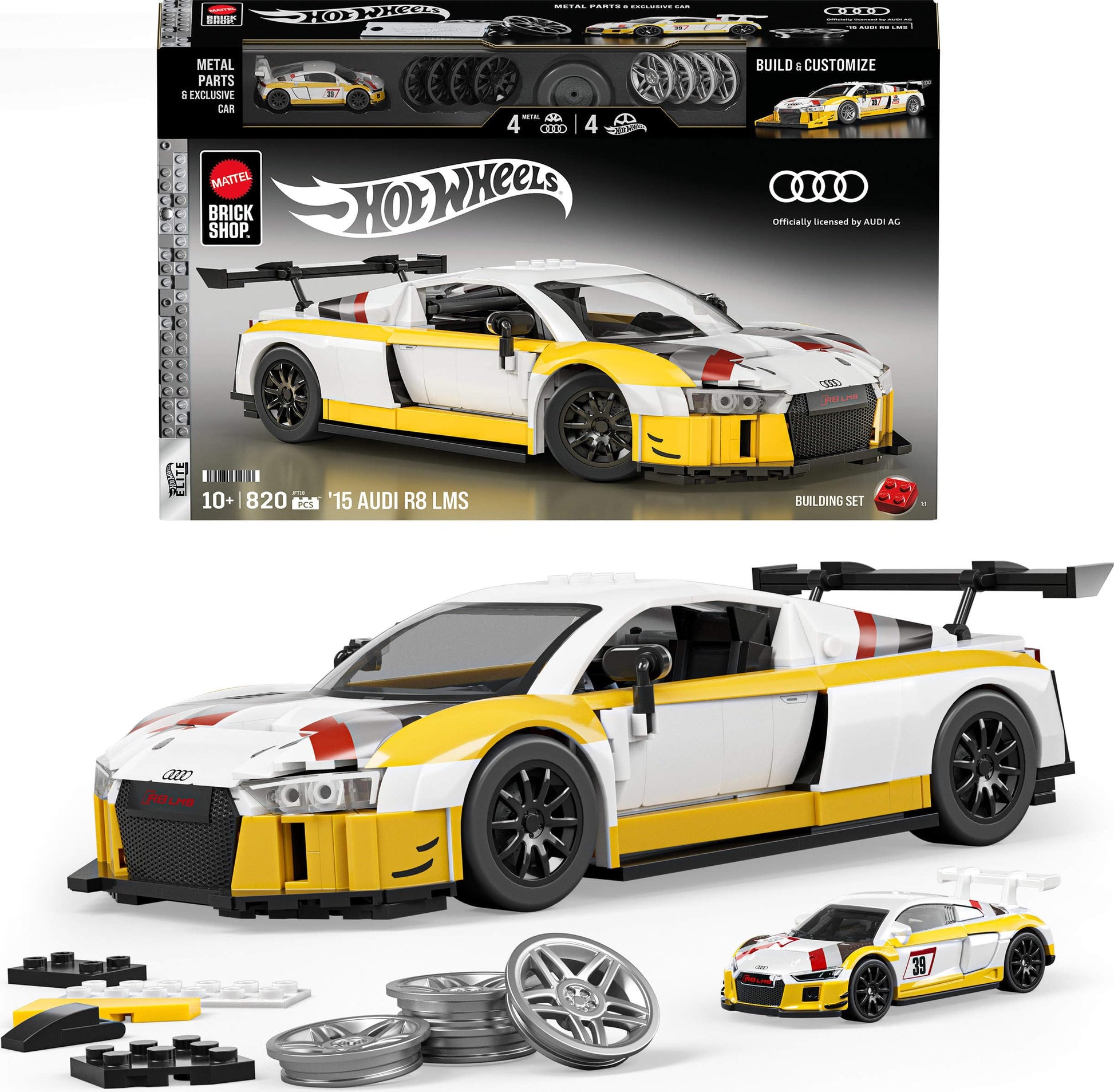 Mattel Brick Shop Hot Wheels Elite Series ’15 Audi R8 LMS Building Set Mattel