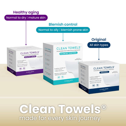 Clean Skin Club Bamboo Viscose Clean Towels® XL 100% USDA Biobased Face Towel, Disposable Face Towelette, Makeup Remover Dry Wipes, Ultra Soft, 50 Ct, 1 Pack - Available at All In One Marketplace Canada