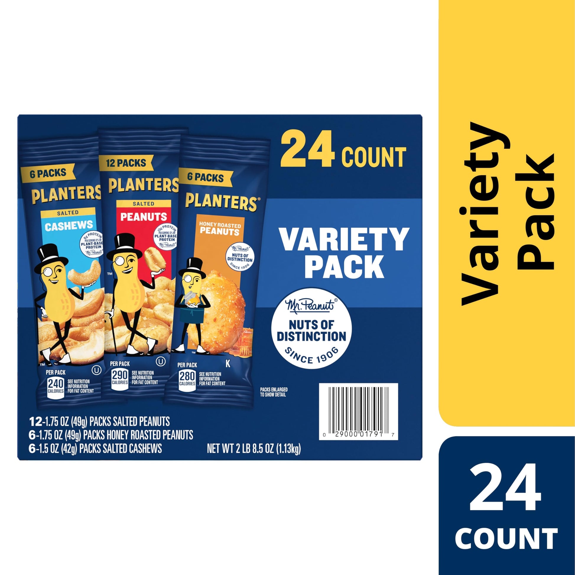Planters Nut Variety Pack - 24 Individual Snack Bags (2 Lb 8.5 Oz)