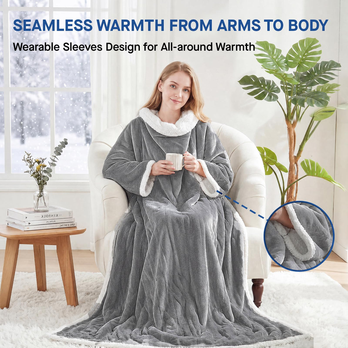 Sealy Wearable Electric Blanket with Foot Pocket, 50"x70"+18", Light Grey 🍁 All In One Marketplace Canada