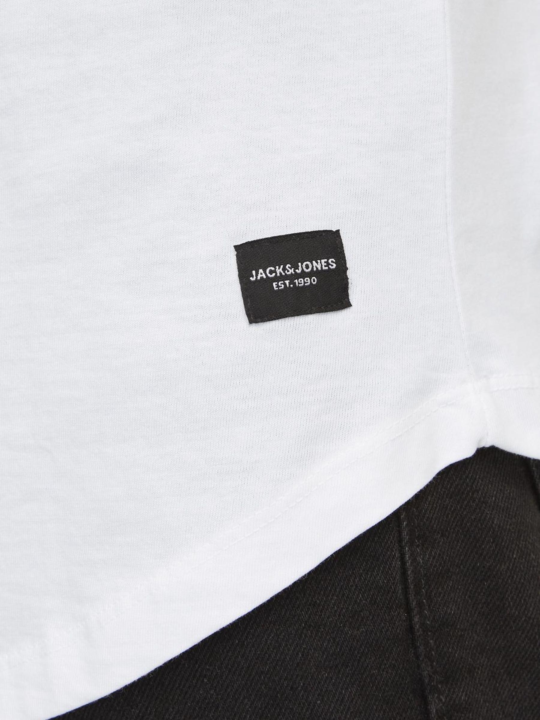 JACK & JONES Men's Long Line Fit T-Shirt JJENOA TEE SS Crew Neck NOOS White Medium JACK & JONES