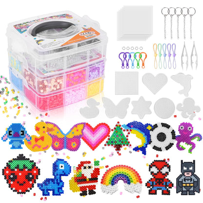 Fuse Beads Kit for Kids: 10000PC Melty Beads Set, 5MM Iron Melting Beads Craft Kit with 8 Pegboards,5 Ironing Paper and Accessories, Arts and Crafts Set Toys Gifts for Boys Girls Christmas Birthday 🍁 All In One Marketplace Canada