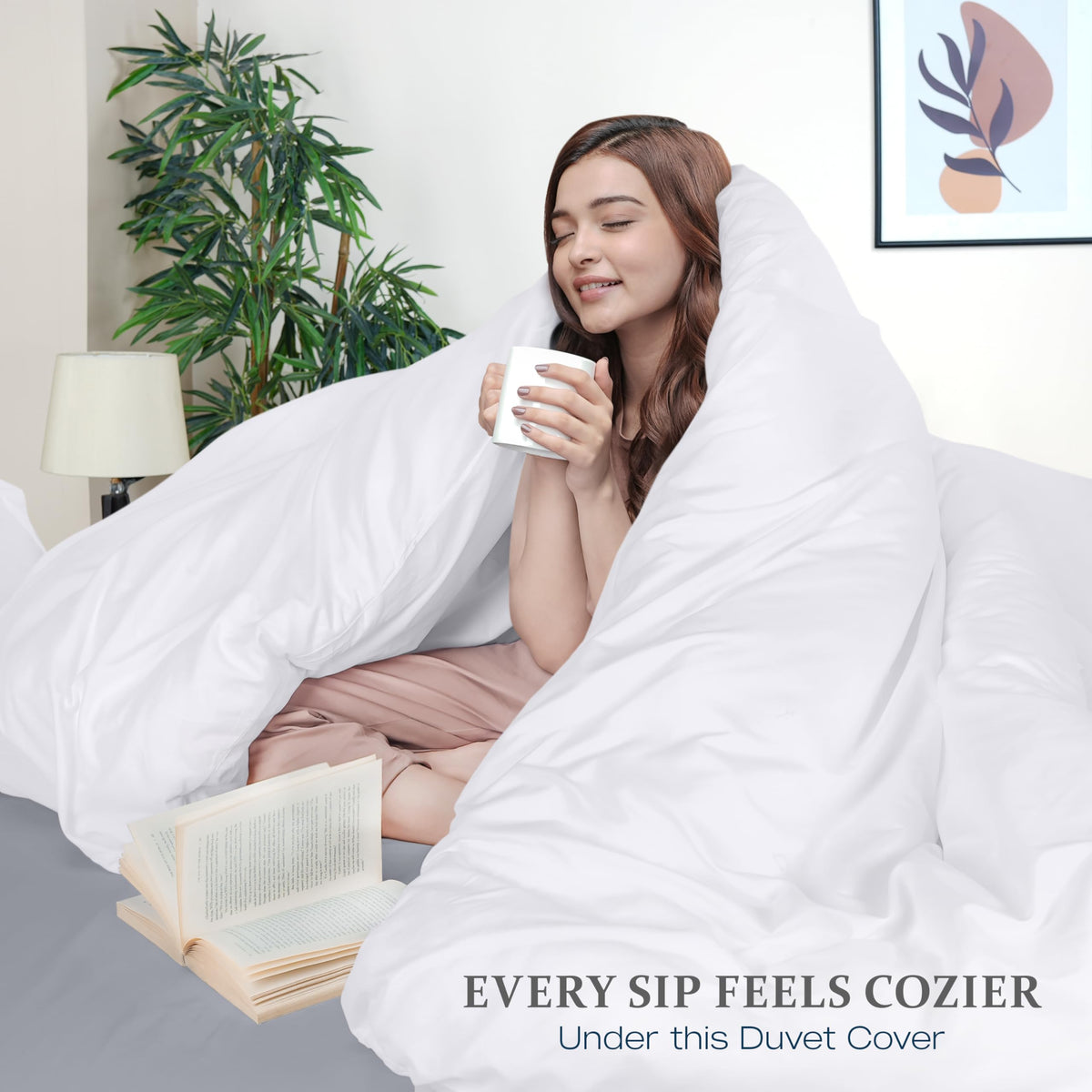 Duvet Cover Twin/Twin XL, 3 PC Cotton Like Polyester, Zipper Closure, White