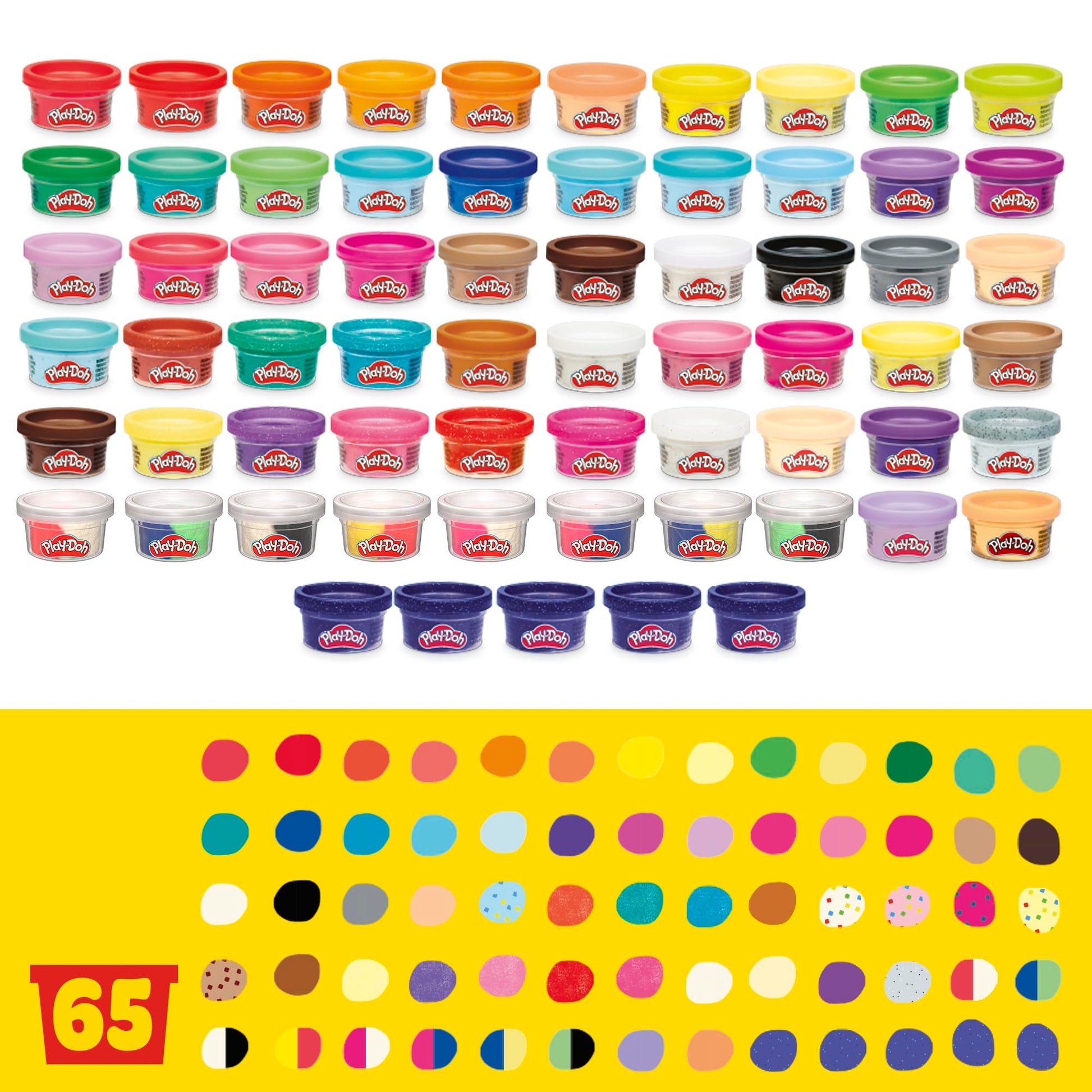 Play-Doh Ultimate Color Collection 65-Pack of Modeling Compound Christmas Stocking Stuffers,1-Oz Cans - Sapphire, Sparkle, Confetti, Metallic & Color Burst (Amazon Exclusive) Play-Doh