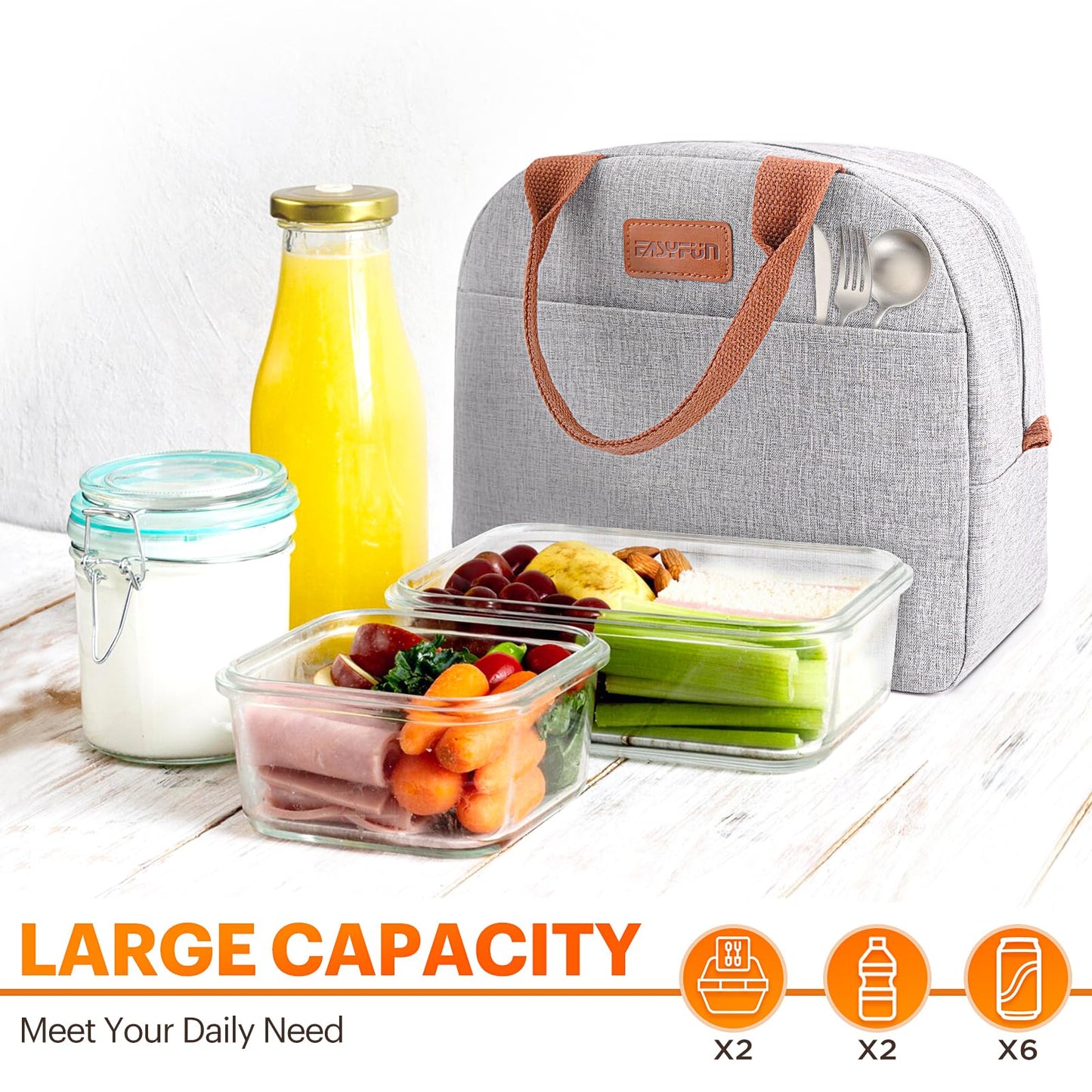 Lunch Bag for Women & Men Adult Insulated Lunch Box, Small Leakproof Cooler Food Lunch Containers Reusable High Capacity Lunch Tote Bags for Work, Travel, Outdoor - Available at All In One Marketplace Canada