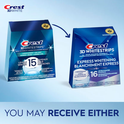 Crest 3D Whitestrips Express Whitening + Whitening Light At-home Teeth Whitening Kit, 10 Treatments + Light, 16 Levels Whiter - Available at All In One Marketplace Canada