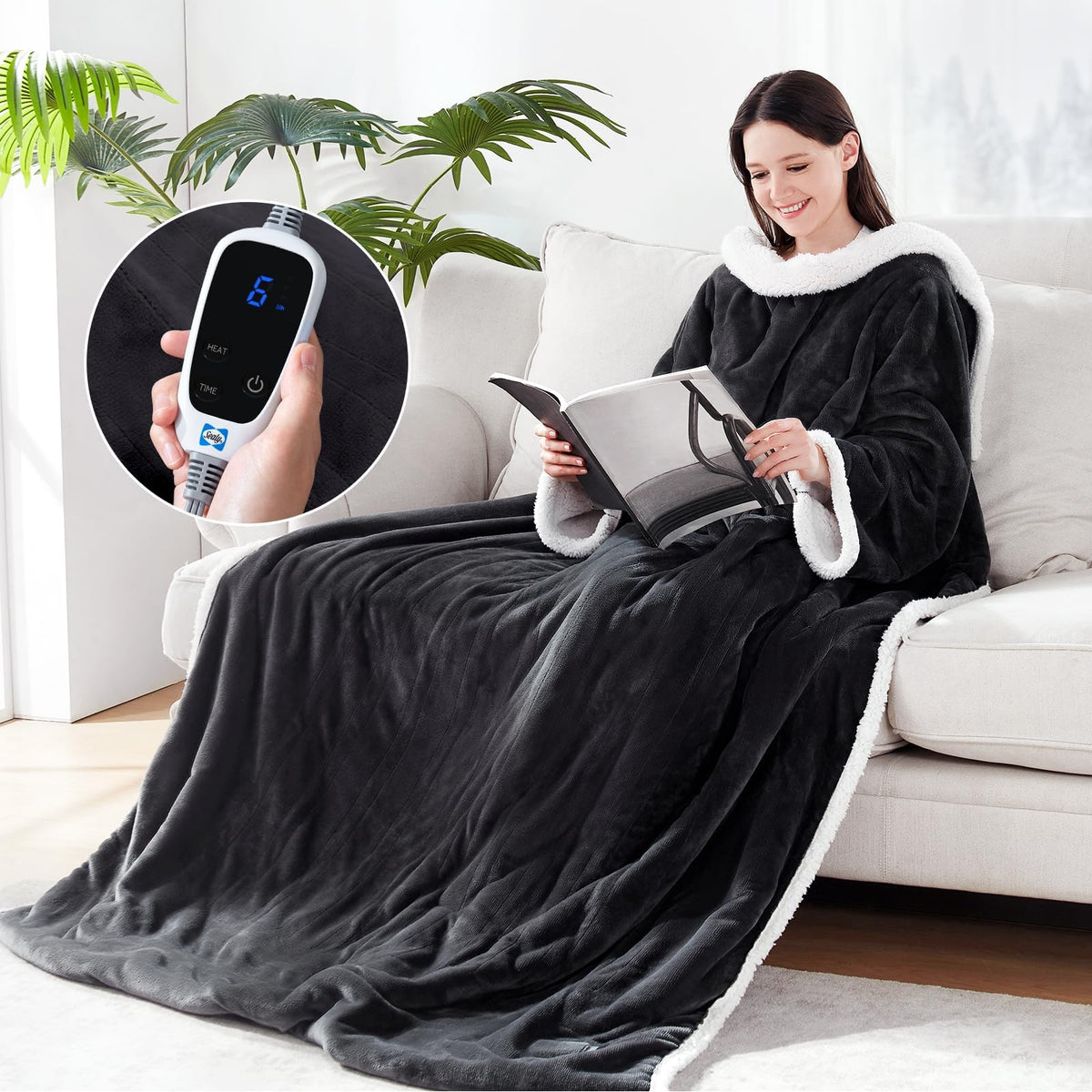 Sealy Wearable Electric Blanket with Foot Pocket, 50"x70"+18", Dark Grey 🍁 All In One Marketplace Canada