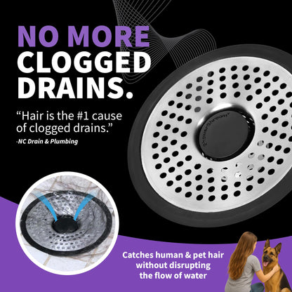 ShowerShroom SHSULT755 Ultra Revolutionary Shower Hair Catcher Drain Protector, Stainless - Available at All In One Marketplace Canada