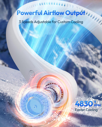 Gaiatop Portable Neck Fan Rechargeable, Hands-Free Cooling, 23.5hrs Runtime, Battery Powered Personal Fan Ventilateur de Cou, Summer Outdoor Travel Essentials, Birthday Gifts for Women Men Dad - Available at All In One Marketplace Canada