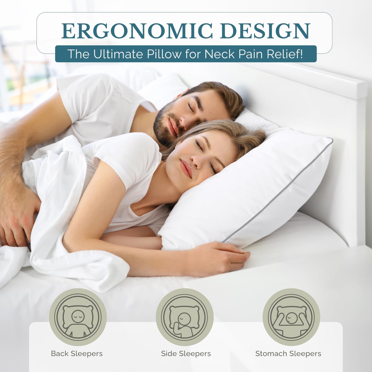 Casa Platino Bed Pillows Standard Size 4 Pack (20x26) - Down Alternative Sleeping Pillows, Hotel Quality, Hypoallergenic & Supportive for Side & Back Sleepers