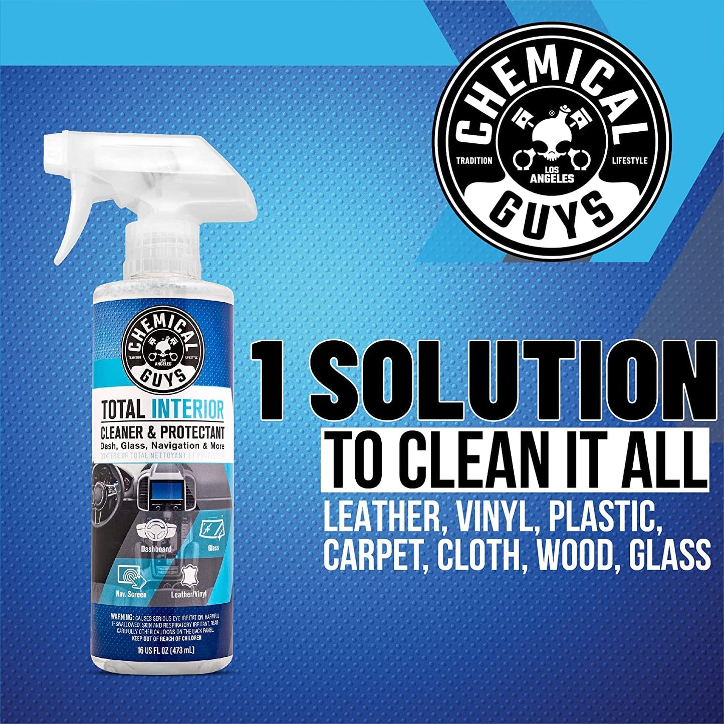Nettoyant et protecteur intérieur complet Chemical Guys, sans danger pour les voitures, camions, VUS, motos, VR et plus, 473 ml (Paquet de 2), parfum frais