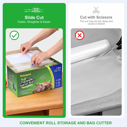 11’’ x 150’ Vacuum Sealer Roll Keeper with Cutter, Vacuum Sealer Bags for Food, Food Saver Bags Rolls, BPA Free, Commercial Grade, Great for Storage, Meal prep and Sous Vide - Available at All In One Marketplace Canada