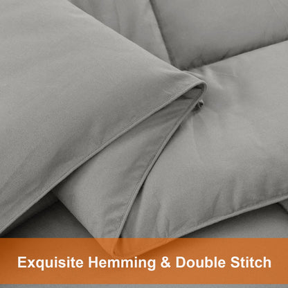 All Season Queen Comforter Set 3 PCs Soft Quilted Down Alternative Comforter+2 Pillow Shams with Corner Tabs,Winter Summer Warm Fluffy,Machine Washable (Light Grey, Queen 🍁 All In One Marketplace Canada