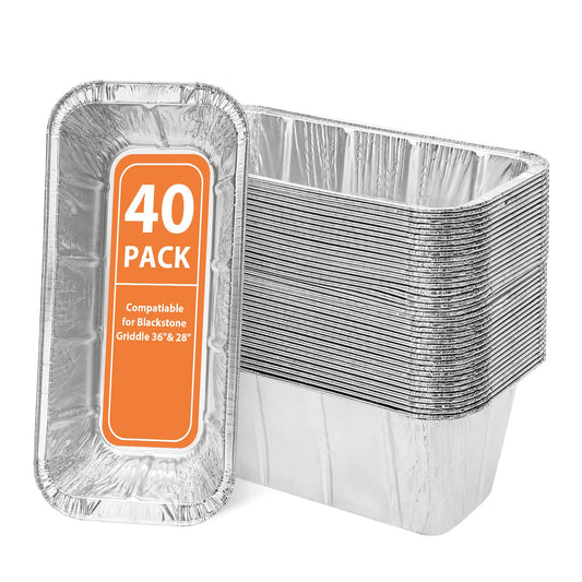 Rushare 40 Pack Drip Pan Liners for Blackstone 17"/22"/30"/28"/36" Griddle, Grease Cup Liners for Blackstone 5017, Disposable Aluminum Foil Drip Pan Liner, 8 x 3.7 Inch - Available at All In One Marketplace Canada