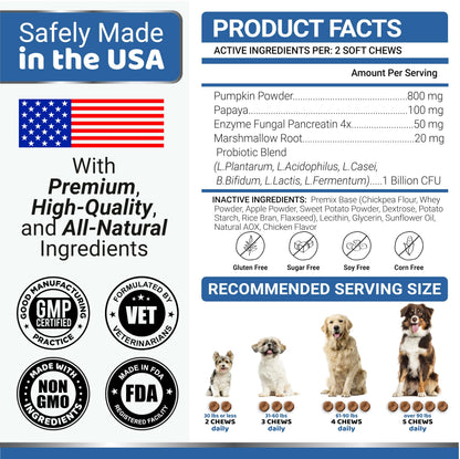 Probiotics for Dogs - 170 Chews - Helps Relieve Diarrhea, Gas & Allergies, Constipation - Dog Probiotics - Digestive & Immune Support - Prebiotics & Digestive Enzymes - Gut Health Chewable Supplement
