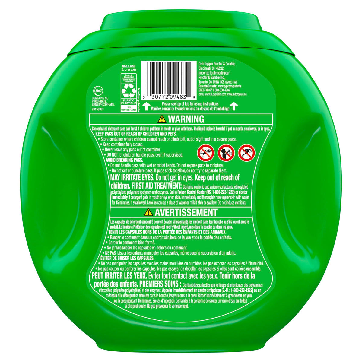 Gain Flings Ultra Oxi Laundry Detergent Pacs, 76 Count, Waterfall Delight Scent, with Odour Defense, concentrated laundry soap pacs