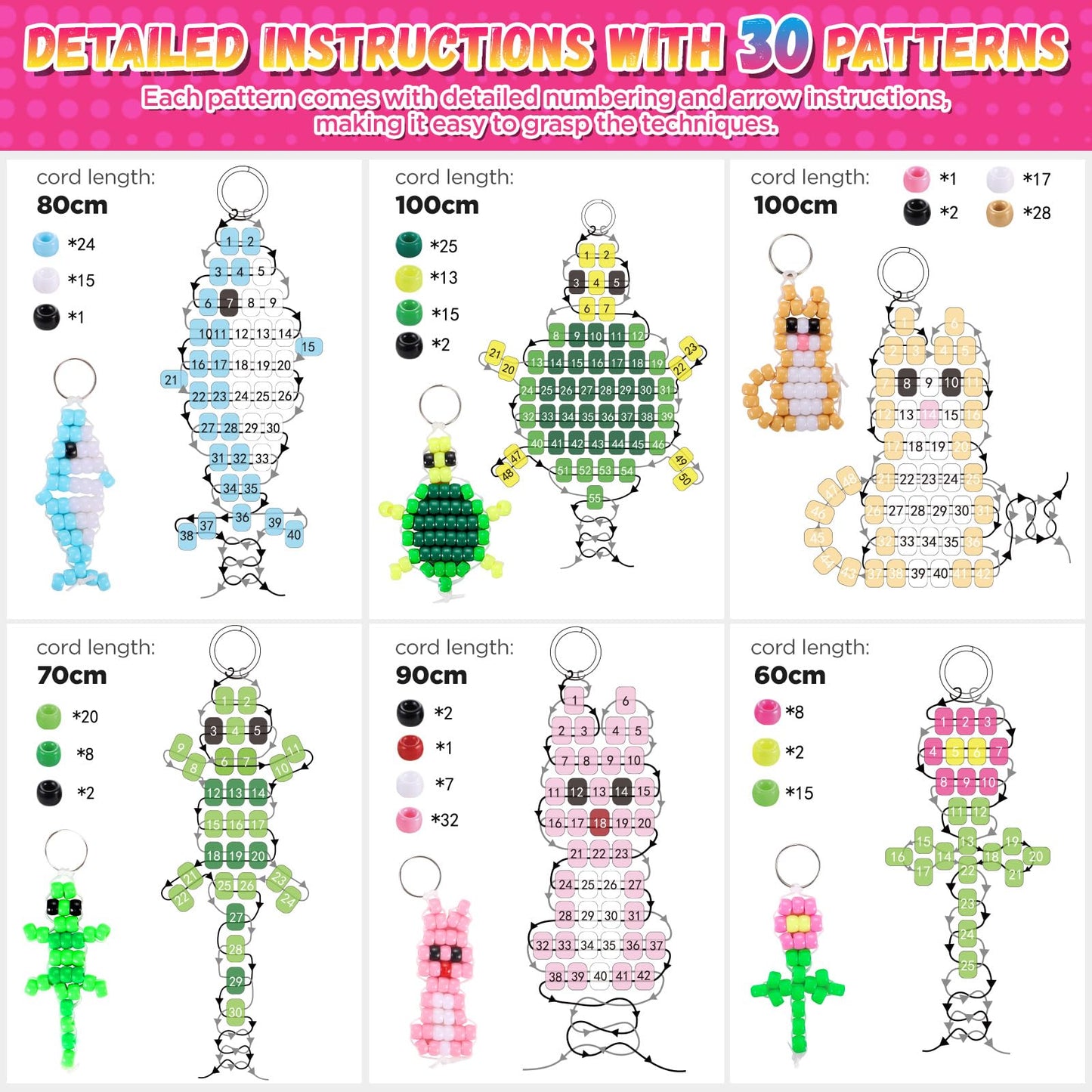 Funtopia Pony Beads, Create Your Own Bead Pets, Colorful Kandi Beads for Bracelets, Big Bead for Hair Braiding, DIY Jewelry and Crafts for Kids, Beginners and Adults (1500 Bead Kit, 30 Designs) - Available at All In One Marketplace Canada
