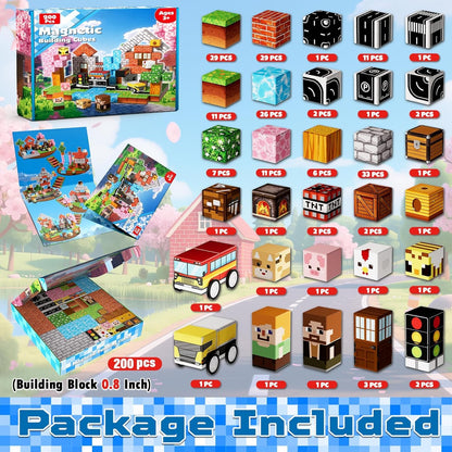 200PCS Magnetic Block| Magnetic Building Blocks Toys for Boys Girls 3-4,5-6,8-12,STEM Sensory Educational Magnet Blocks Cube Stacking Toy for Kids Toddlers 3+Halloween Christmas Birthday Gifts 🍁 All In One Marketplace Canada
