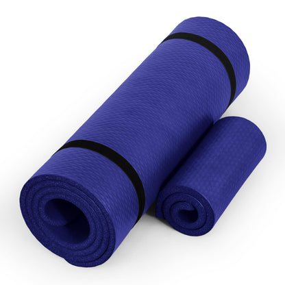 CAP Barbell High Density Exercise Yoga Mat with strap and Knee Pad 71"x24"x1/2" BLUE