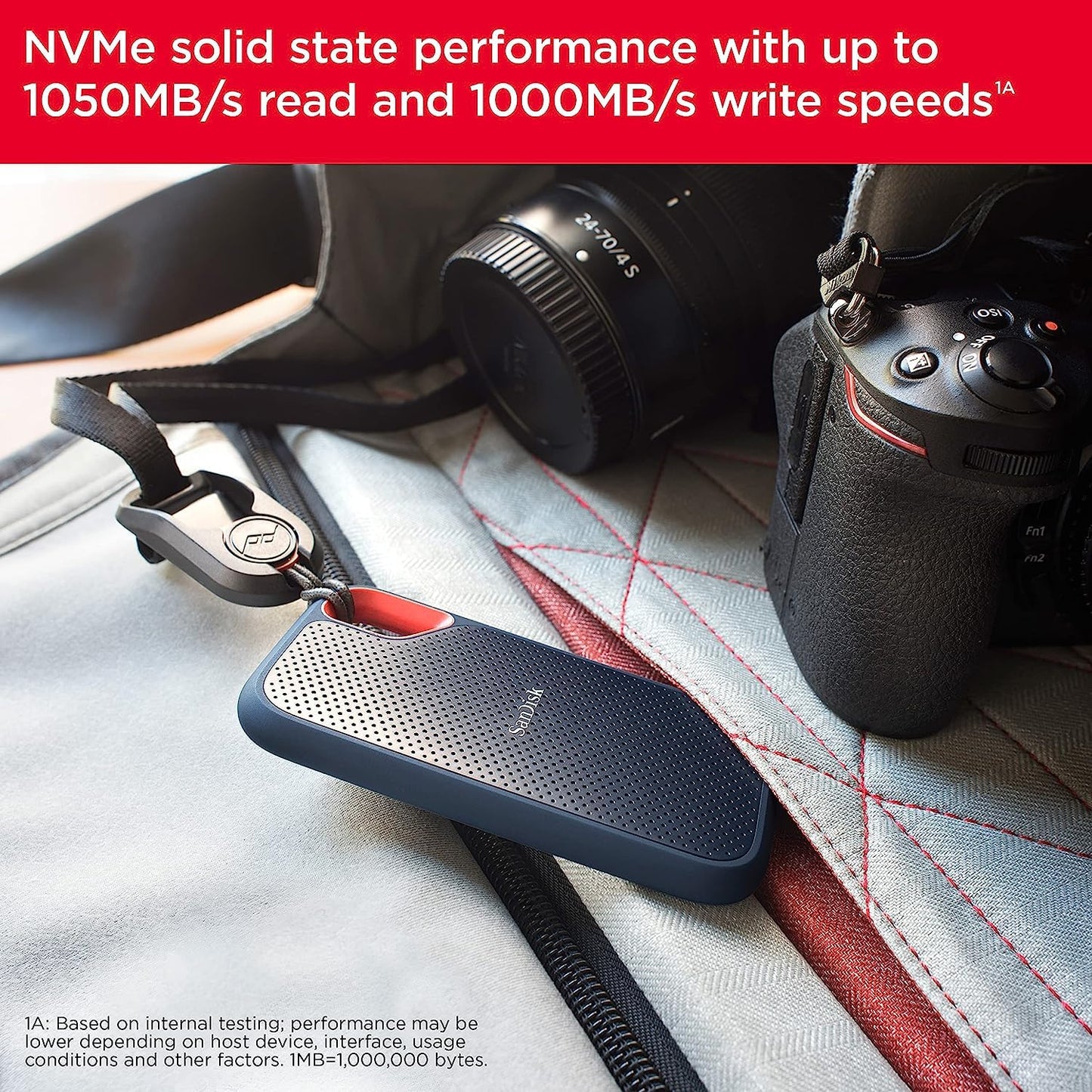 SANDISK 1TB Extreme Portable SSD (Old Model)- Up to 1050MB/s, USB-C, USB 3.2 Gen 2, IP65 Water and Dust Resistance, Updated Firmware - External Solid State Drive - SDSSDE61-1T00-G25 SanDisk