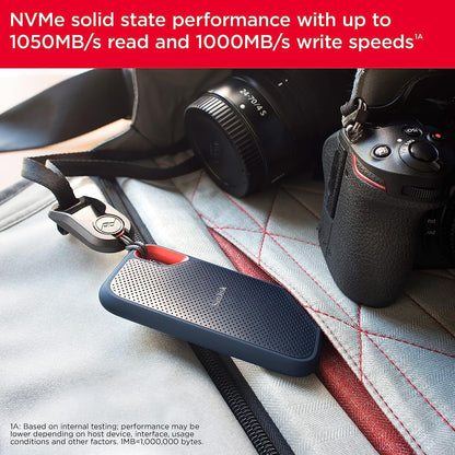 SANDISK 1TB Extreme Portable SSD (Old Model)- Up to 1050MB/s, USB-C, USB 3.2 Gen 2, IP65 Water and Dust Resistance, Updated Firmware - External Solid State Drive - SDSSDE61-1T00-G25 SanDisk
