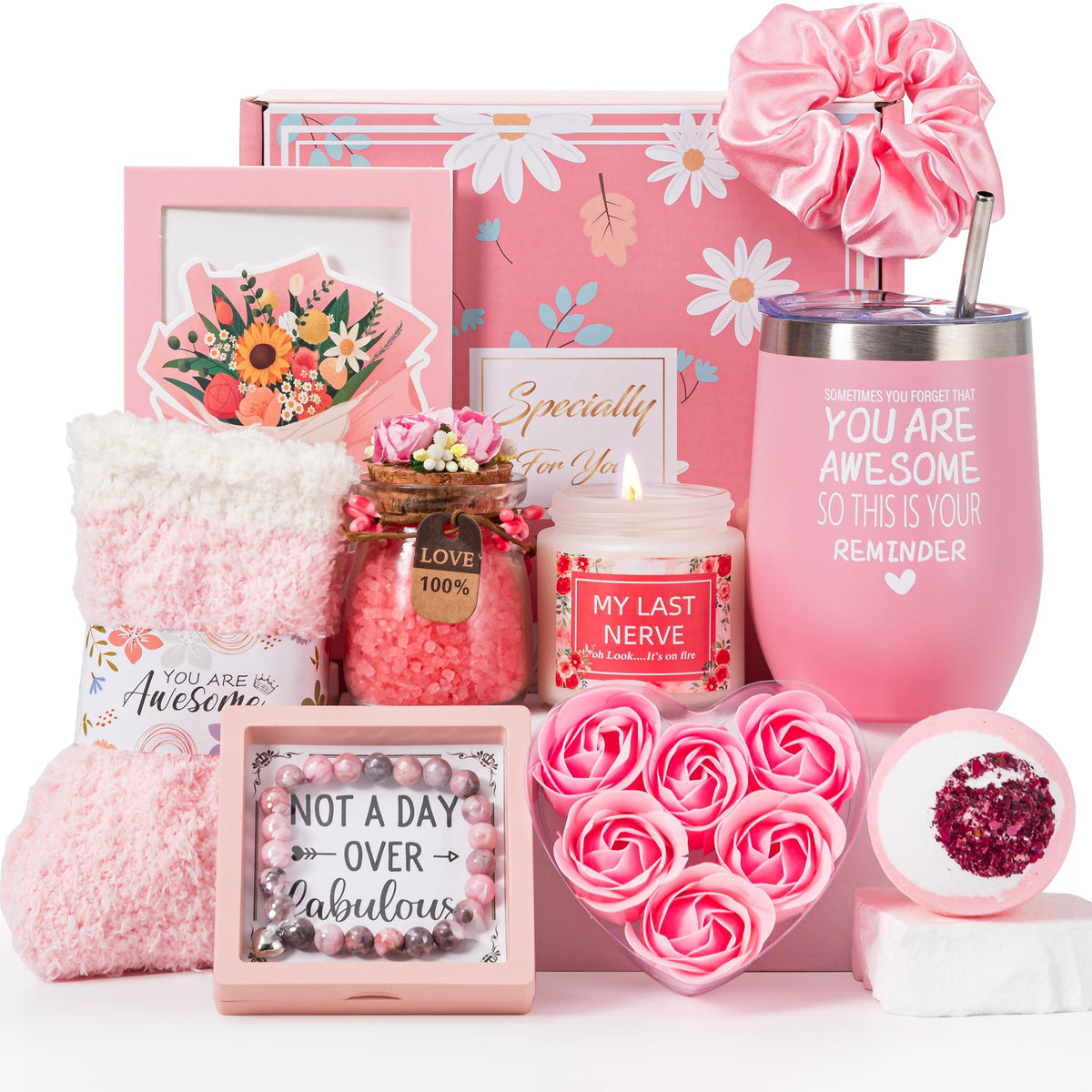 Birthday Gifts Basket for Women, Unique Self Care Package Relaxation Spa Bath Set for Mom,Get Well Soon Box for Her, Christmas Mother's Day Thinking of You Gift Ideas For Best Friends,Sister, Wife 🍁 All In One Marketplace Canada