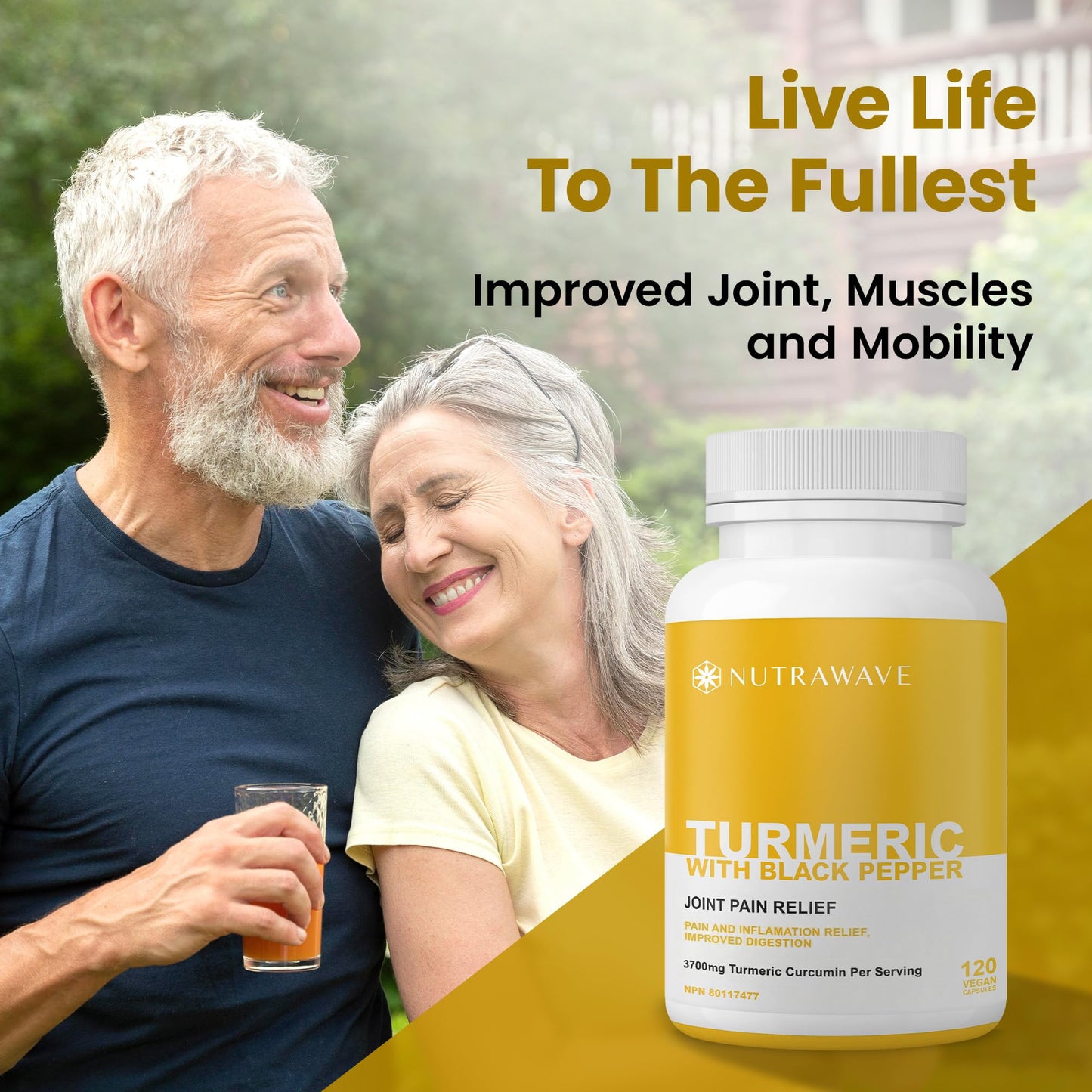 Nutrawave HIGH POTENCY TURMERIC CURCUMIN + BLACK PEPPER EXTRACT – Powerful 3700mg per Serving (2 capsules), Source of Anti-Inflammatory and Antioxidants. Joint Pain Relief, Improved Liver Function. Non-GMO, Vegan, Gluten Free. Zero Additives, Easy to Swal - Available at All In One Marketplace Canada