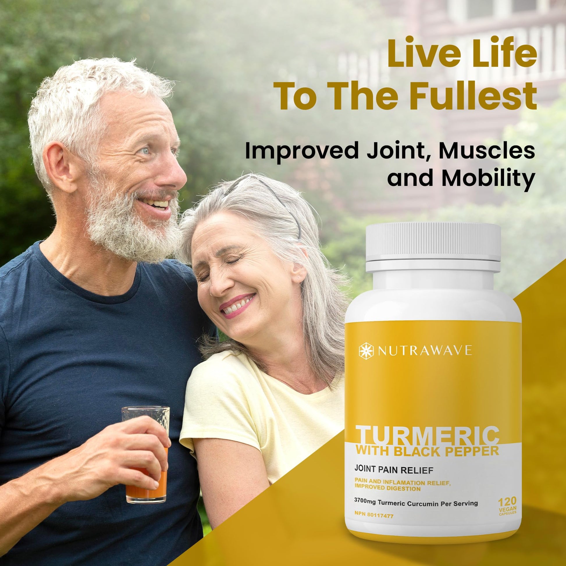 Nutrawave HIGH POTENCY TURMERIC CURCUMIN + BLACK PEPPER EXTRACT – Powerful 3700mg per Serving (2 capsules), Source of Anti-Inflammatory and Antioxidants. Joint Pain Relief, Improved Liver Function. Non-GMO, Vegan, Gluten Free. Zero Additives, Easy to Swal - Available at All In One Marketplace Canada