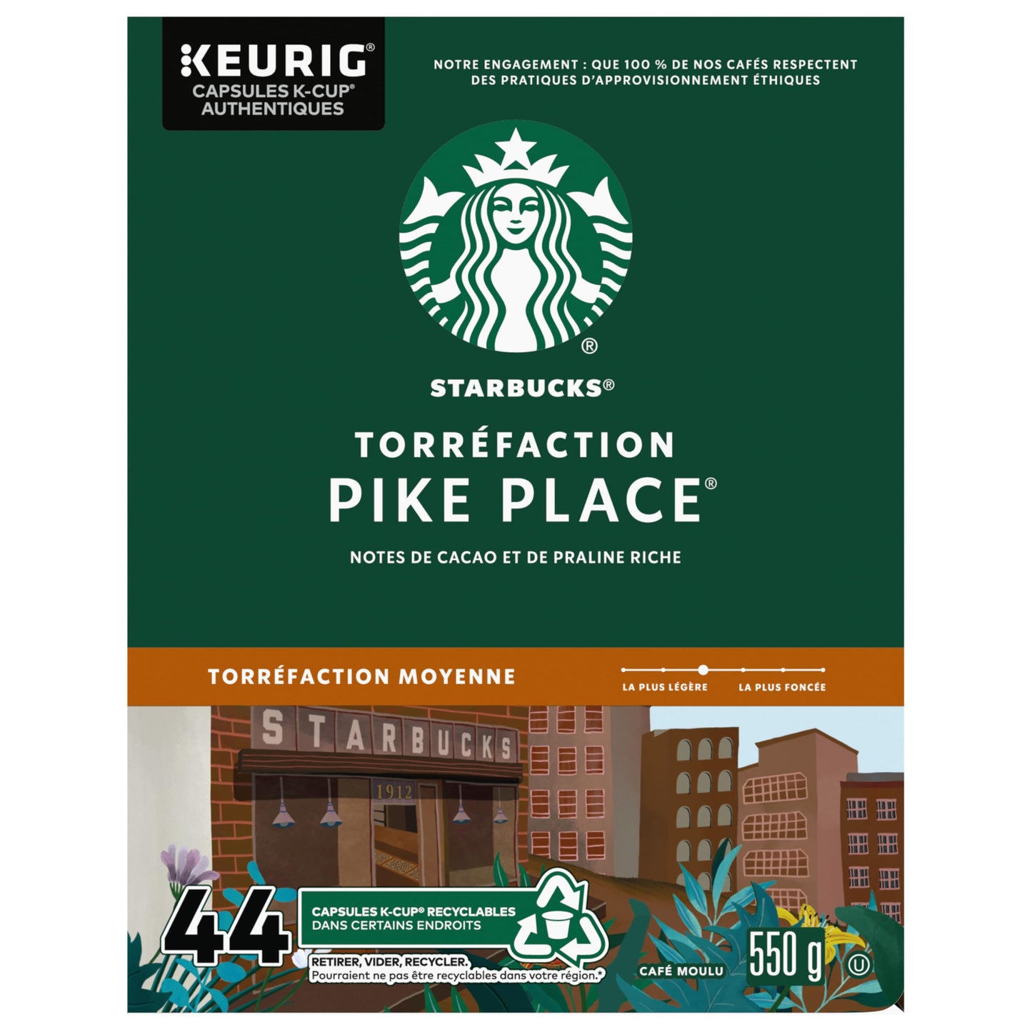Starbucks Pike Place Medium Roast K-Cup Coffee Pods, 44 Count