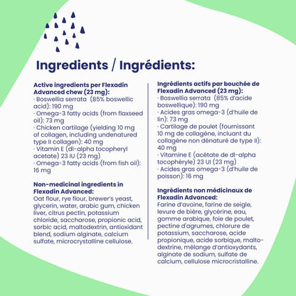 Vetoquinol Flexadin Advanced (with boswellia) – Dog Joint Supplement – One Chew a Day for Dogs - 60 Chews - Available at All In One Marketplace Canada