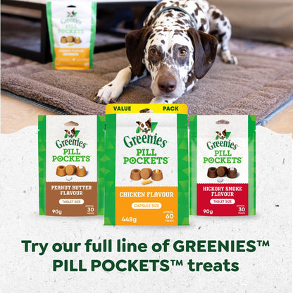 GREENIES Pill Pockets Capsule Size Natural Soft Dog Treats Chicken Flavor, (60 Treats) 15.8oz. Pack