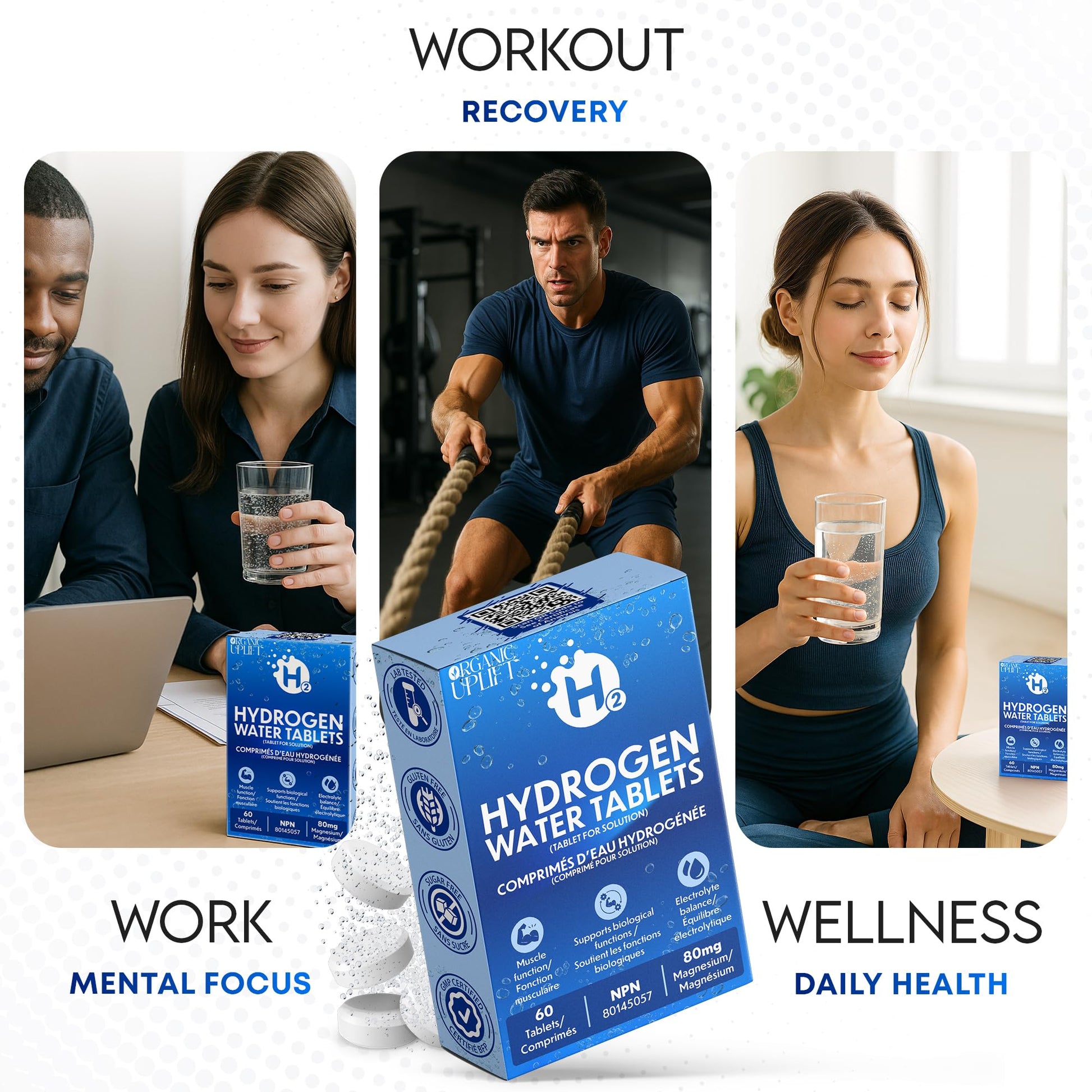60 Ct Hydrogen Water Tablets – Magnesium Tablets for Energy, Hydration & Muscle Function –Support Recovery, Fatigue and Mental Clarity. Lab Tested - Available at All In One Marketplace Canada