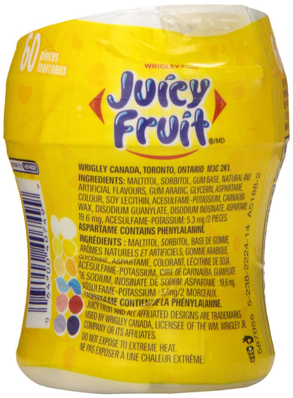 Juicy Fruit Chewing Gum - Fruit Flavored, 60 Pieces, 6 Bottles