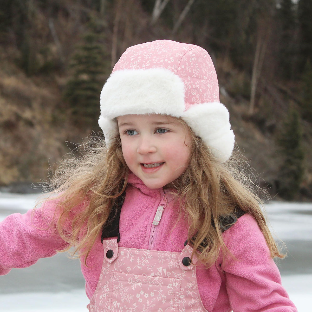 Jan & Jul Girls' Toasty-Dry Trapper Hat for Kids (Prairie Flowers, M) 🍁 All In One Marketplace Canada
