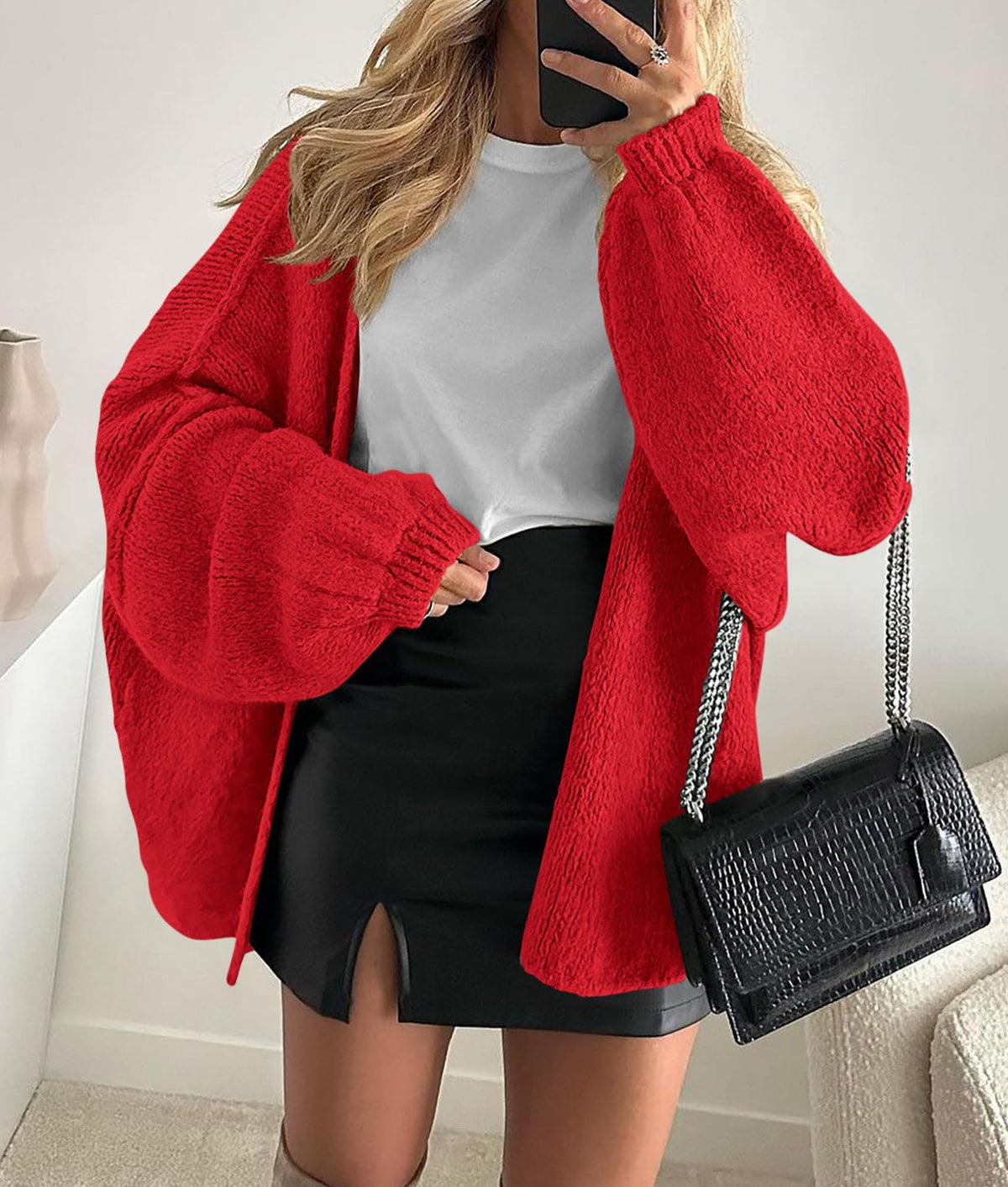 PRETTYGARDEN Womens Open Front Oversized Cardigan Sweaters Red 🍁 All In One Marketplace Canada
