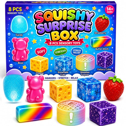 8Pcs Squishy Fun Box Set, 2026 Squeeze Fidget Kit with Big Mini Real Squishies, Soft Stretchy Sensory Pack for Adults Anxiety Stress Relief, Cute Desk Decor & Surprise Holiday Birthday Gift 🍁 All In One Marketplace Canada