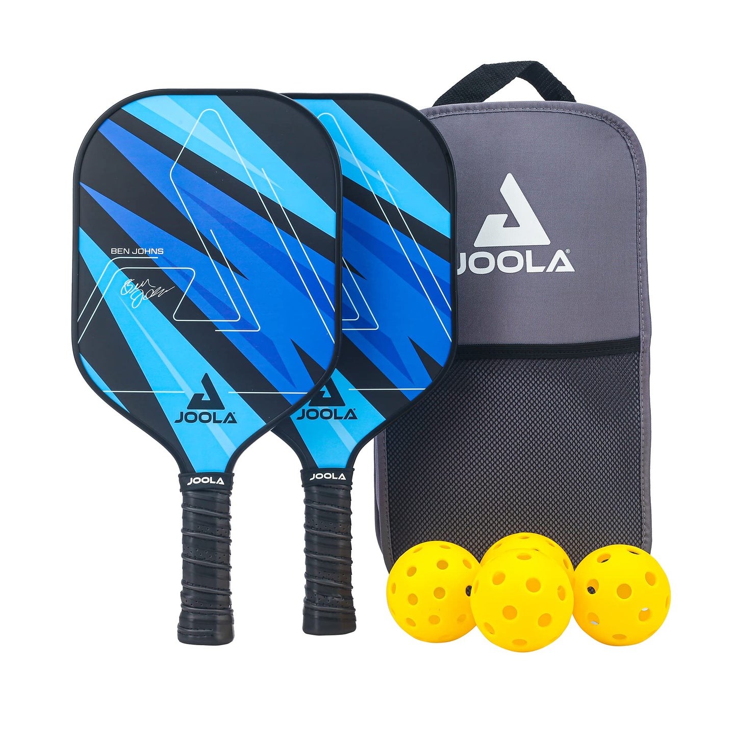 JOOLA Ben Johns Pickleball Set - Made with Reinforced Fiberglass and Honeycomb Polypropylene - Includes 2 Paddles, 4 Balls, and JOOLA Pickleball Bag Joola