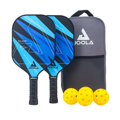 JOOLA Ben Johns Pickleball Set - Made with Reinforced Fiberglass and Honeycomb Polypropylene - Includes 2 Paddles, 4 Balls, and JOOLA Pickleball Bag Joola