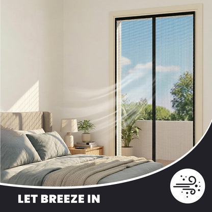 Magnetic Screen Door 34"W x 82"H, Fits Door Size to 32"W x 80"H, Heavy Duty Fiberglass Moustiquaire Magnétique, Screen Mesh with Automatic Block Closure, Walk Through Easily for Kids Pets