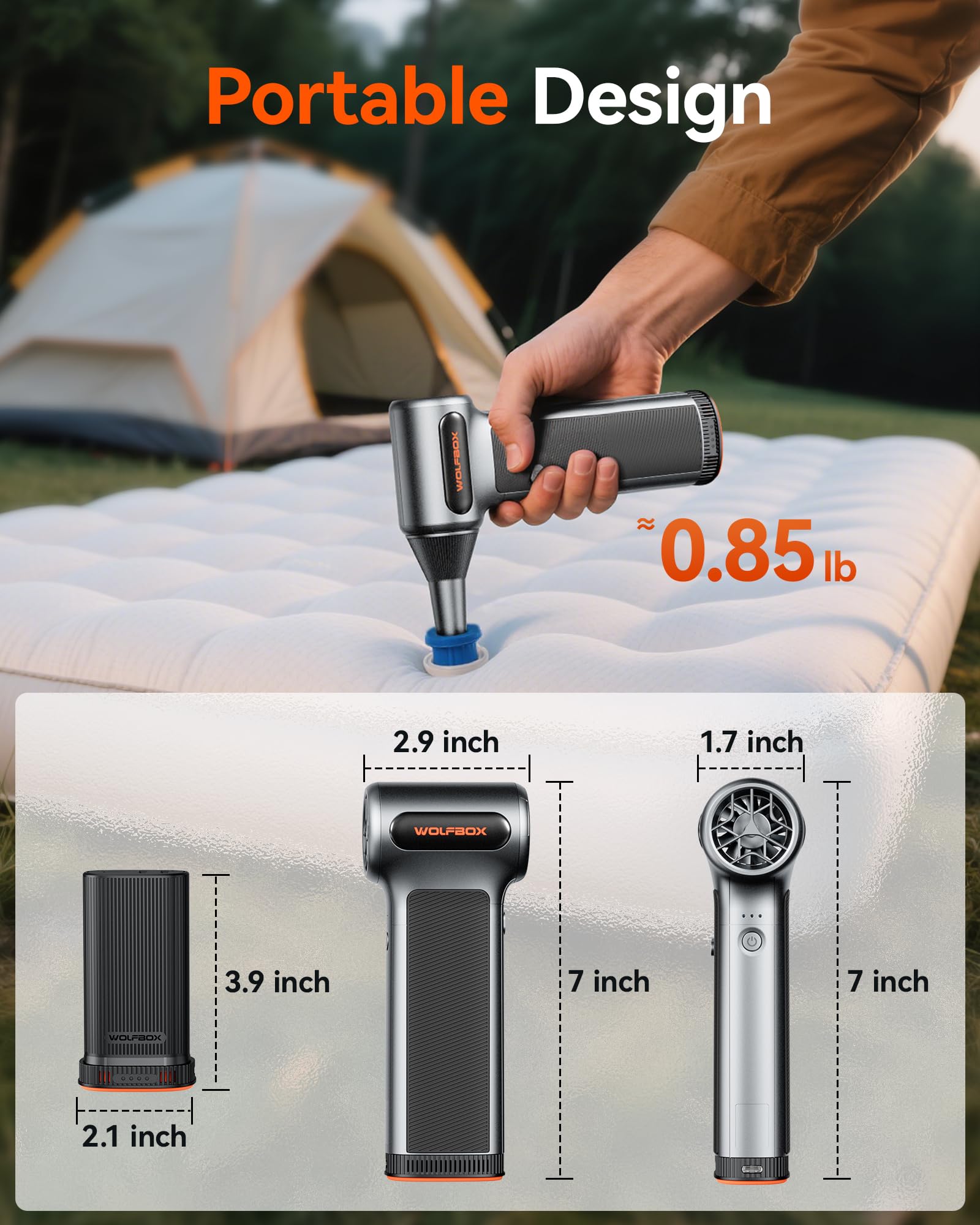 WOLFBOX MF200 Electric Air Duster with Removable Battery & 4 Nozzles, Cordless 3-Speed Adjustable Mini Blower for Computer Keyboard, Car Cleaning, Home, and Outdoor Use - Available at All In One Marketplace Canada