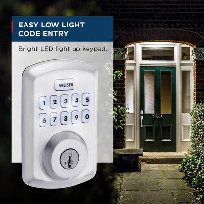 Weiser Powerbolt 3 Satin Chrome Keyless Entry Door Lock/Deadbolt Lock, 10-Button Keypad Door Lock with Auto Lock and 12-Month Battery Life, Electronic Door Locks for Front Door, Home Décor 🍁 All In One Marketplace Canada