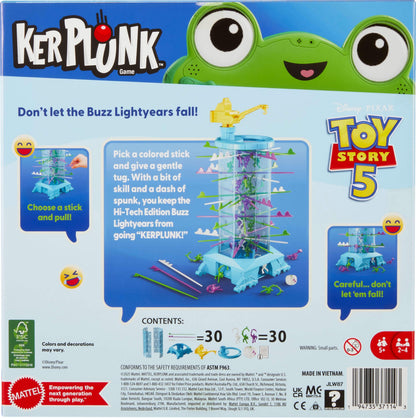 Mattel Games Kerplunk Disney and Pixar’s Toy Story 5 Kids & Family Game with Buzz Lightyears and Inspired by the Movie for 2 to 4 Players Ages 5+ Mattel Games