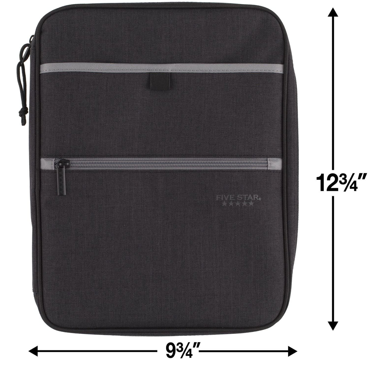 Five Star Zipper Binder, 1 Inch 3-Ring Binder with Round Rings, Carry-All with Pockets and 4-Tab Dividers, 375 Sheet Capacity, Black/Gray (29092IT8)