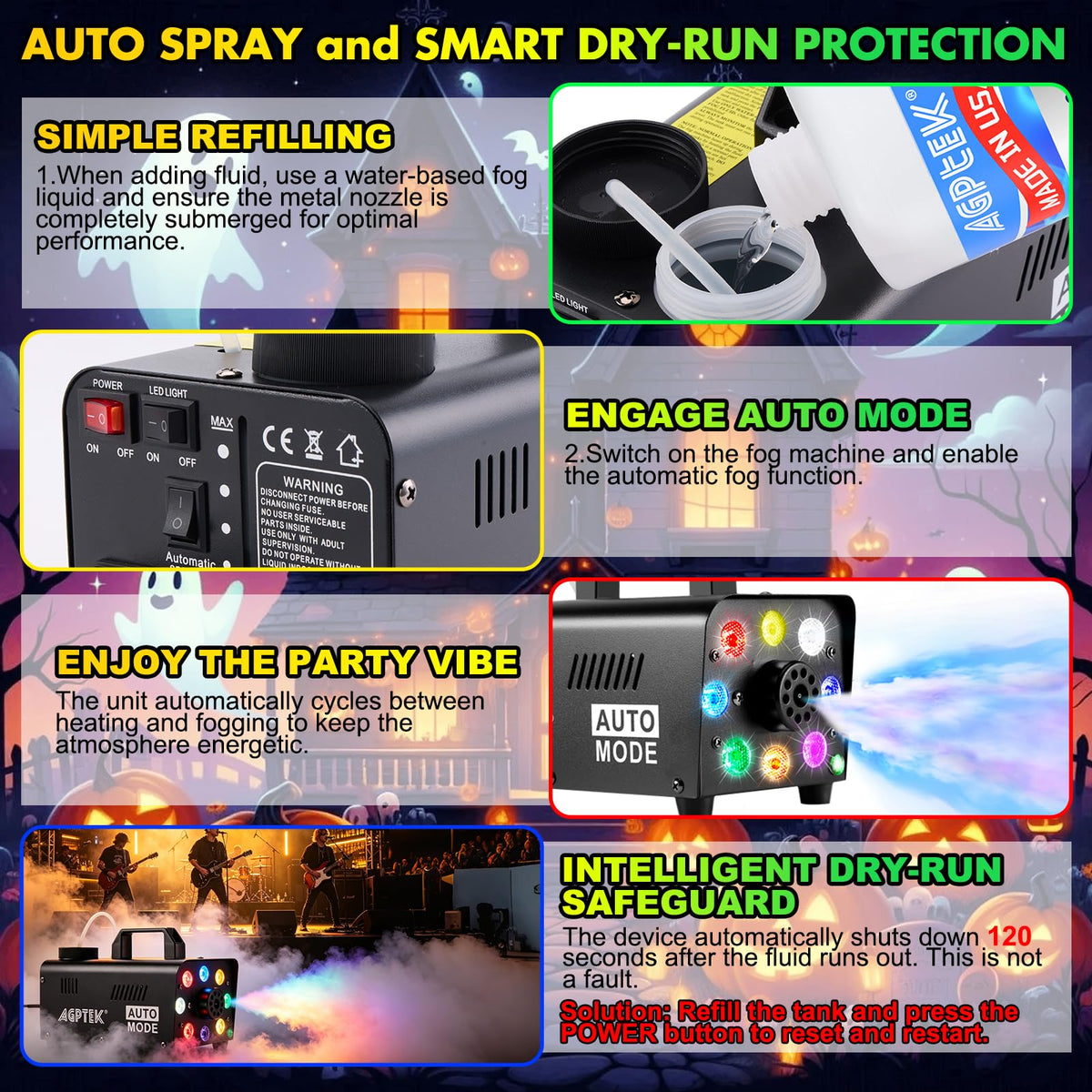 AGPtEK Fog Machine, 500W Smoke Machine with Remote Control, LED Light 🍁 All In One Marketplace Canada